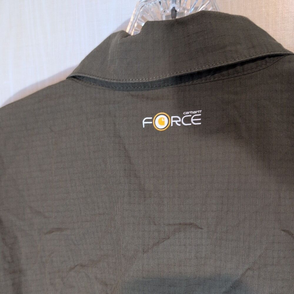 Carhartt Force Shirt Mens L Olive Green Relaxed Fit Ripstop Short Sleeve - Picture 7 of 8